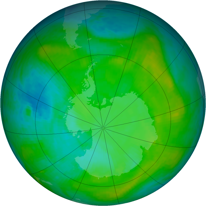 Antarctic ozone map for 07 January 1984